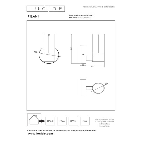 Lampa cienna zewnętrzna FILANI 66800/07/30 Lucide