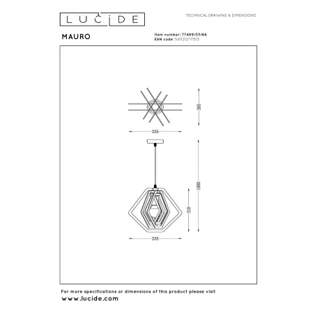 Lampa wiszšca MAURO 77489/33/66 Lucide