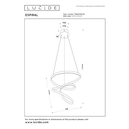 Lampa wiszšca ESPIRAL 78403/40/41 Lucide