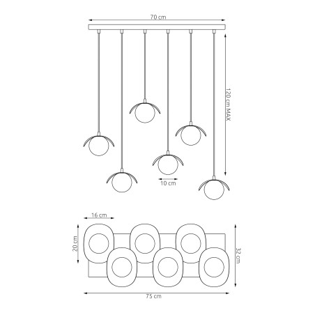 Lampa wisząca RITUAL 6 WHITE 1584/6 EMIBIG