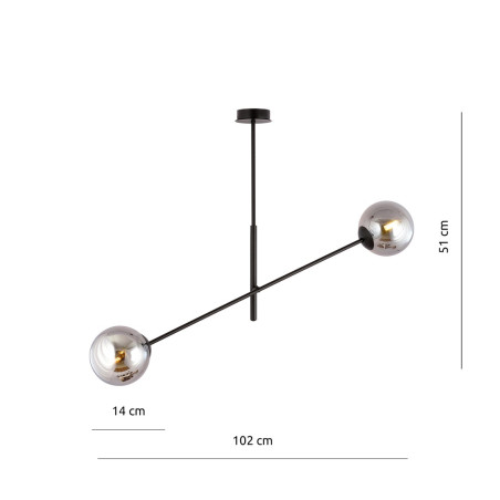 Lampa wisząca LINEAR 2 BLACK/GRAFIT 1167/2 EMIBIG