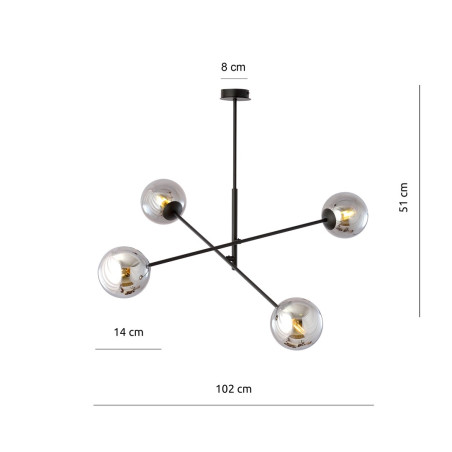 Lampa wisząca LINEAR 4 BLACK/GRAFIT 1167/4 EMIBIG