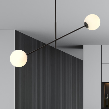 Lampa wisząca LINEAR 2 BLACK/OPAL 1169/2 EMIBIG