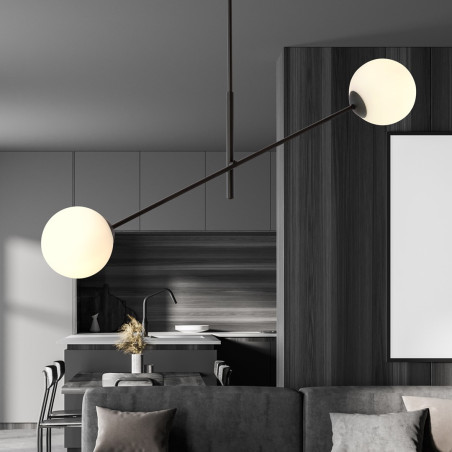 Lampa wisząca LINEAR 2 BLACK/OPAL 1169/2 EMIBIG
