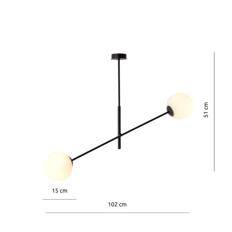 Lampa wisząca LINEAR 2 BLACK/OPAL 1169/2 EMIBIG