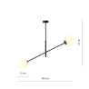 Lampa wisząca LINEAR 2 BLACK/OPAL 1169/2 EMIBIG