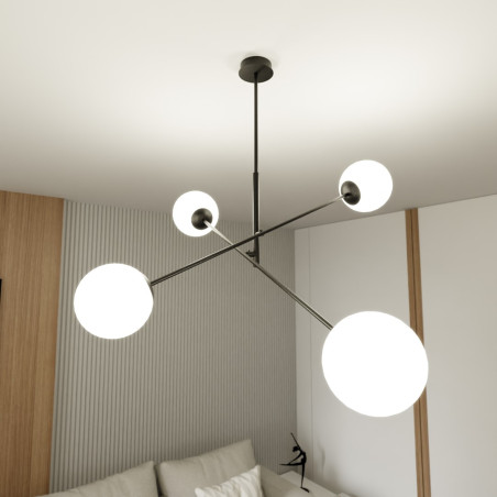 Lampa wisząca LINEAR 4 BLACK/OPAL 1169/4 EMIBIG