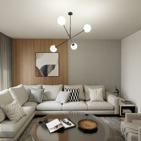 Lampa wisząca LINEAR 4 BLACK/OPAL 1169/4 EMIBIG