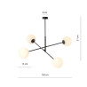 Lampa wisząca LINEAR 4 BLACK/OPAL 1169/4 EMIBIG