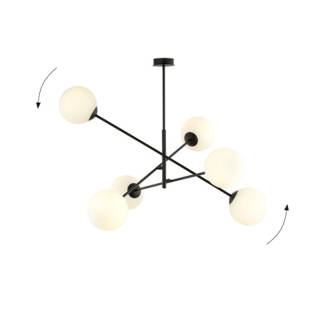 Lampa wisząca LINEAR 6 BLACK/OPAL 1169/6 EMIBIG