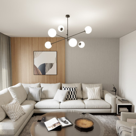 Lampa wisząca LINEAR 6 BLACK/OPAL 1169/6 EMIBIG