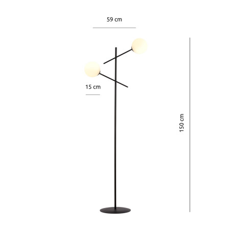 Lampa podłogowa LINEAR LP2 BLACK/OPAL 1169/LP2 EMIBIG