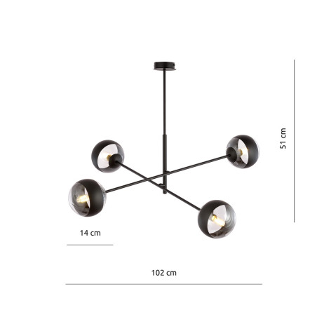 Lampa wisząca LINEAR 4 BLACK/STRIPE 1168/4 EMIBIG