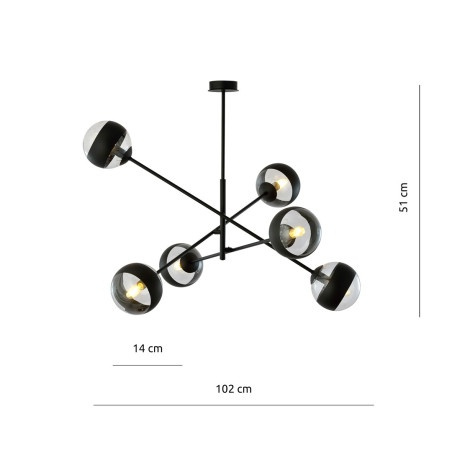 Lampa wisząca LINEAR 6 BLACK/STRIPE 1168/6 EMIBIG