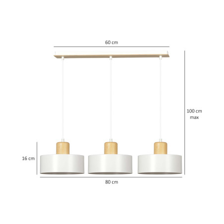 Lampa wisząca  TORIN 3 WHITE 1047/3 EMIBIG