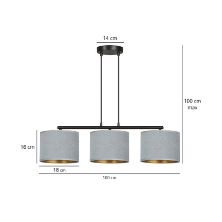 Lampa wisząca HILDE 3 BL GRAY 1050/3 EMIBIG