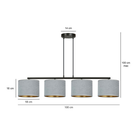 Lampa wisząca HILDE 4 BL GRAY 1050/4 EMIBIG
