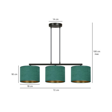 Lampa wisząca HILDE 3 BL GREEN 1051/3 EMIBIG