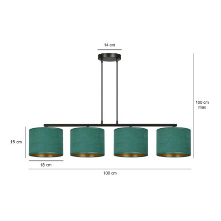 Lampa wisząca HILDE 4 BL GREEN 1051/4 EMIBIG