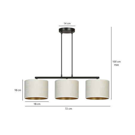 Lampa wisząca HILDE 3 BL WHITE 1052/3 EMIBIG