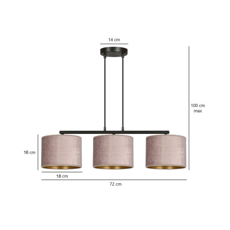 Lampa wisząca HILDE 3 BL ROSE 1053/3 EMIBIG