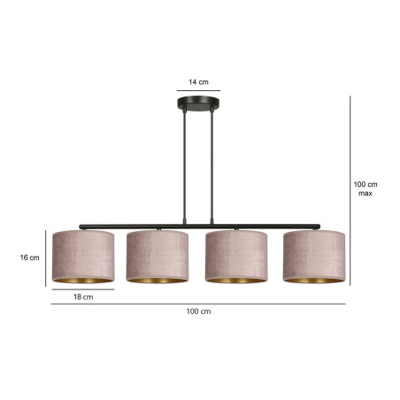 Lampa wisząca HILDE 4 BL ROSE 1053/4 EMIBIG