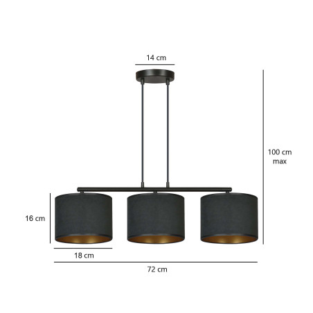 Lampa wisząca HILDE 3 BL BLACK 1054/3 EMIBIG