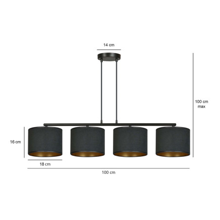 Lampa wisząca HILDE 4 BL BLACK 1054/4 EMIBIG