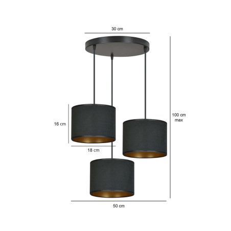 Lampa wisząca HILDE 3 BL PREMIUM BLACK 1054/3PREM EMIBIG