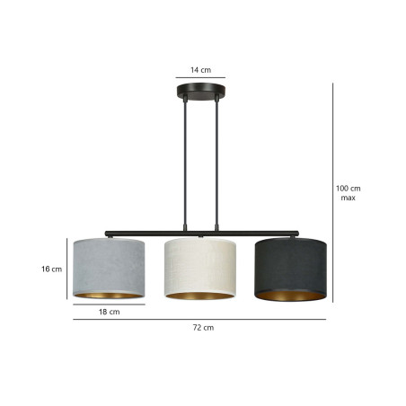 Lampa wisząca HILDE 3 BL MIX 1055/3 EMIBIG