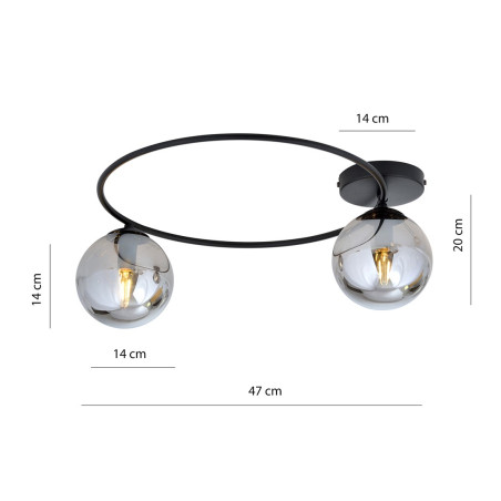 Lampa sufitowa  SOPRA 2 BL GRAFIT 1256/2 EMIBIG
