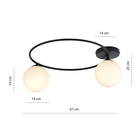 Lampa sufitowa  SOPRA 2 BL OPAL 1257/2 EMIBIG