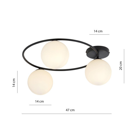 Lampa sufitowa  SOPRA 3 BL OPAL 1257/3 EMIBIG