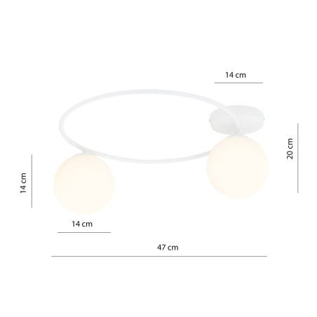 Lampa sufitowa  SOPRA 2 WH OPAL 1258/2 EMIBIG