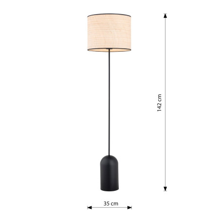 Lampa podłogowa ASPEN LP1 BLACK/RATTAN 1324/LP1 EMIBIG
