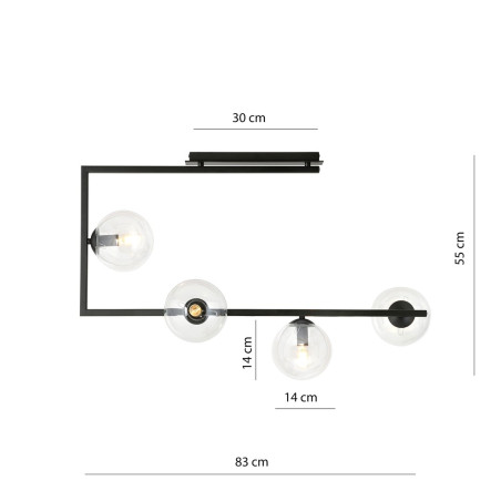 Lampa sufitowa SOMA 4 BL TRANSPARENT 1289/4 EMIBIG