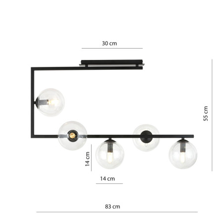 Lampa sufitowa SOMA 5 BL TRANSPARENT 1289/5 EMIBIG