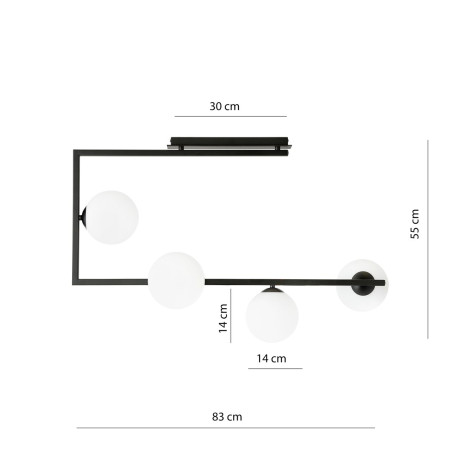 Lampa sufitowa SOMA 4 BL OPAL 1291/4 EMIBIG