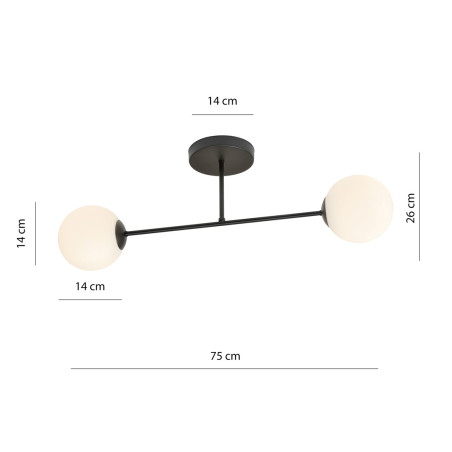 Lampa sufitowa  ROMA 2 BL OPAL 1232/2 EMIBIG