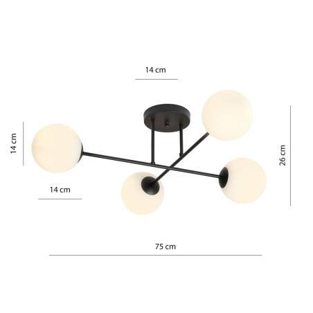Lampa sufitowa  ROMA 4 BL OPAL 1232/4 EMIBIG