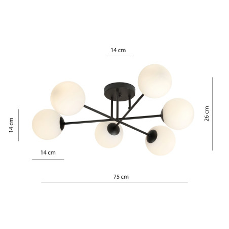 Lampa sufitowa  ROMA 6 BL OPAL 1232/6 EMIBIG