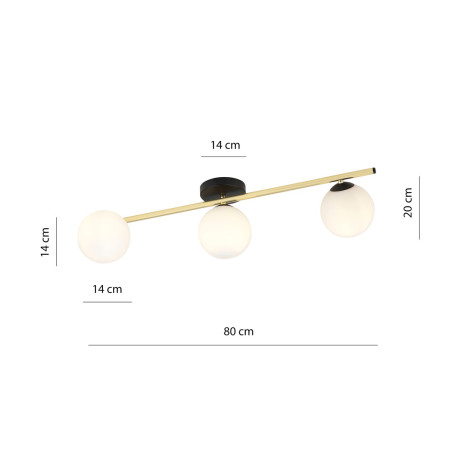 Lampa sufitowa  SPLENDI 3 BL OPAL 1248/3 EMIBIG