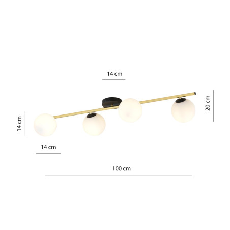 Lampa sufitowa  SPLENDI 4 BL OPAL 1248/4 EMIBIG