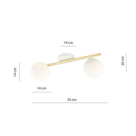Lampa sufitowa  SPLENDI 2 WH OPAL 1249/2 EMIBIG