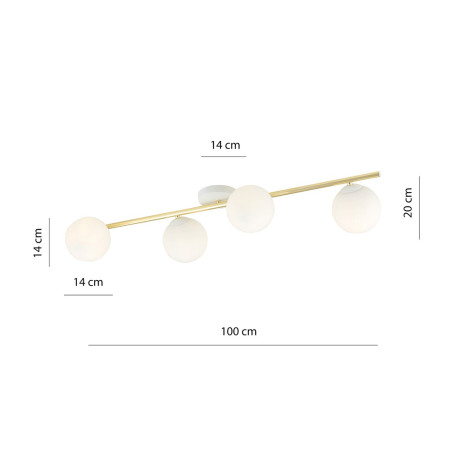 Lampa sufitowa  SPLENDI 4 WH OPAL 1249/4 EMIBIG
