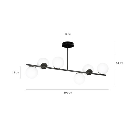 Lampa sufitowa  BIOR 6 BLACK 1020/6 EMIBIG