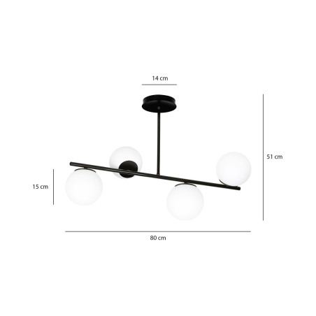 Lampa sufitowa  BIOR 4 BLACK 1020/4 EMIBIG