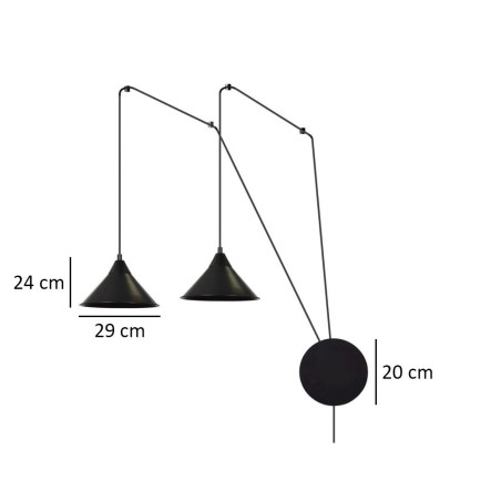 Lampa wisząca ABRAMO 2 BLACK 160/2 EMIBIG