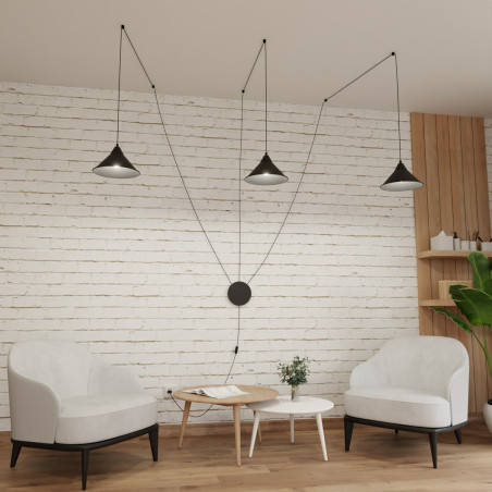 Lampa wisząca ABRAMO 3 BLACK 160/3 EMIBIG