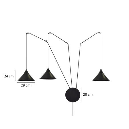 Lampa wisząca ABRAMO 3 BLACK 160/3 EMIBIG